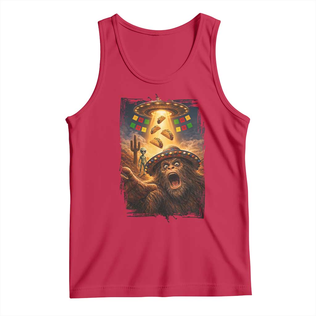 Funny Bigfoot Alien Selfie Tank Top Cinco De Mayo Party Gift TS12 Red Print Your Wear
