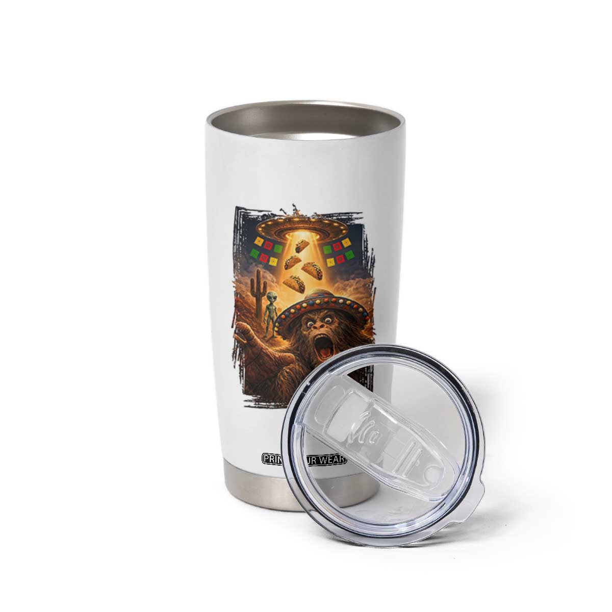 Funny Bigfoot Alien Selfie Tumbler Cup Cinco De Mayo Party Gift TS12 Print Your Wear