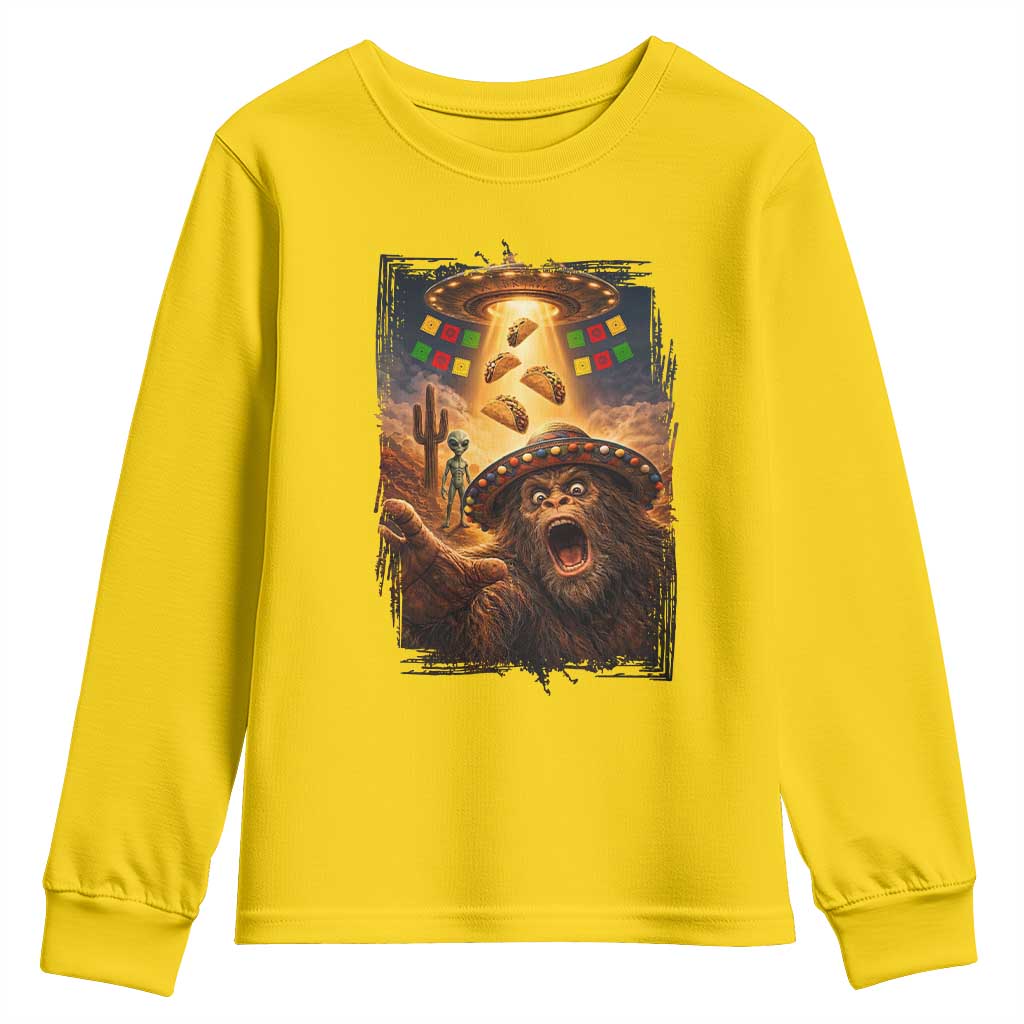 Funny Bigfoot Alien Selfie Youth Sweatshirt Cinco De Mayo Party Gift TS12 Daisy Print Your Wear