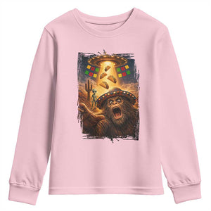 Funny Bigfoot Alien Selfie Youth Sweatshirt Cinco De Mayo Party Gift TS12 Light Pink Print Your Wear