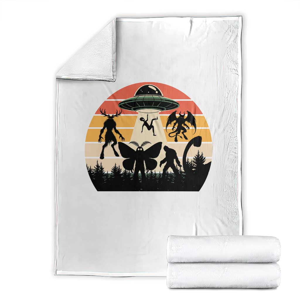 Retro Sunset Cryptid Squad Throw Blanket Cryptid Lover Gift TS12 White Print Your Wear