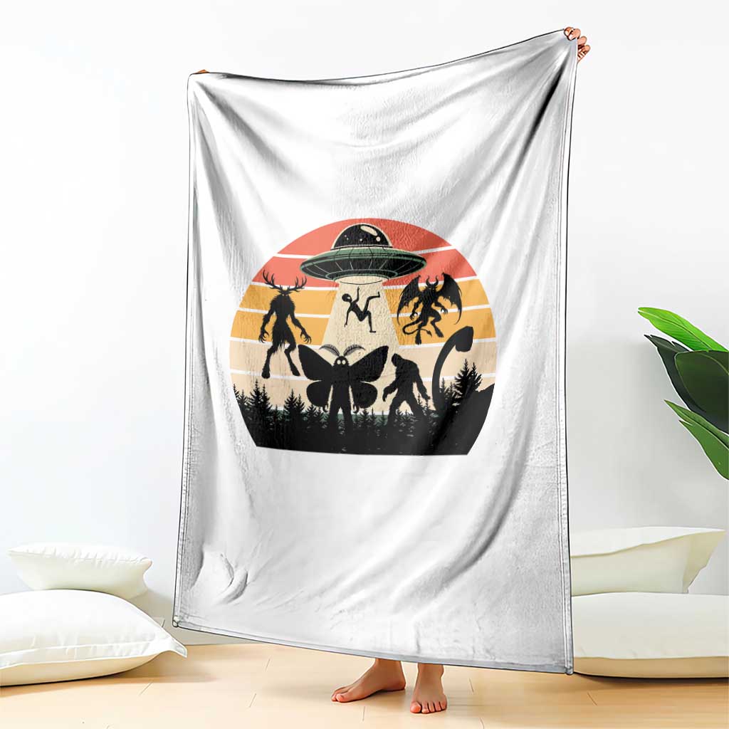 Retro Sunset Cryptid Squad Throw Blanket Cryptid Lover Gift TS12 Print Your Wear