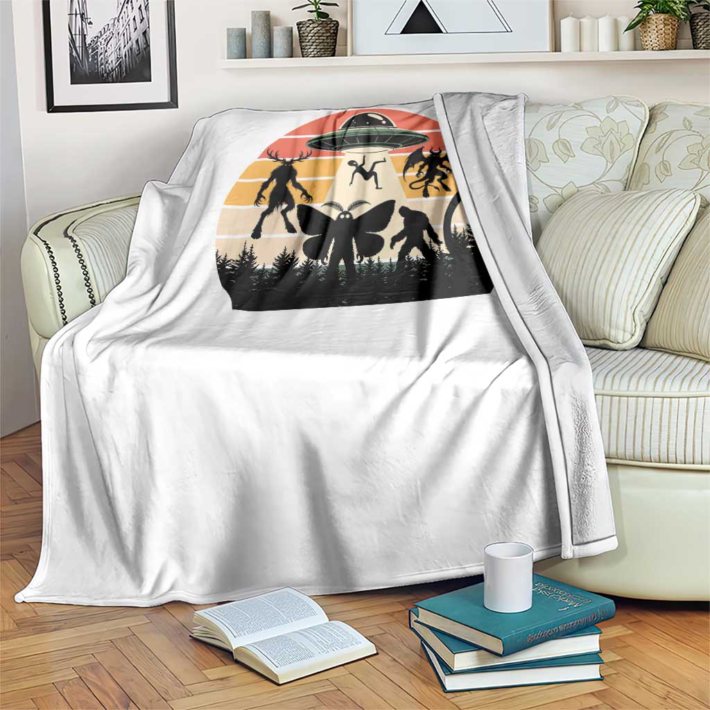 Retro Sunset Cryptid Squad Throw Blanket Cryptid Lover Gift TS12 Print Your Wear