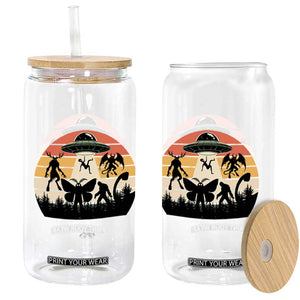 Retro Sunset Cryptid Squad Glass Can Cryptid Lover Gift TS12 Print Your Wear