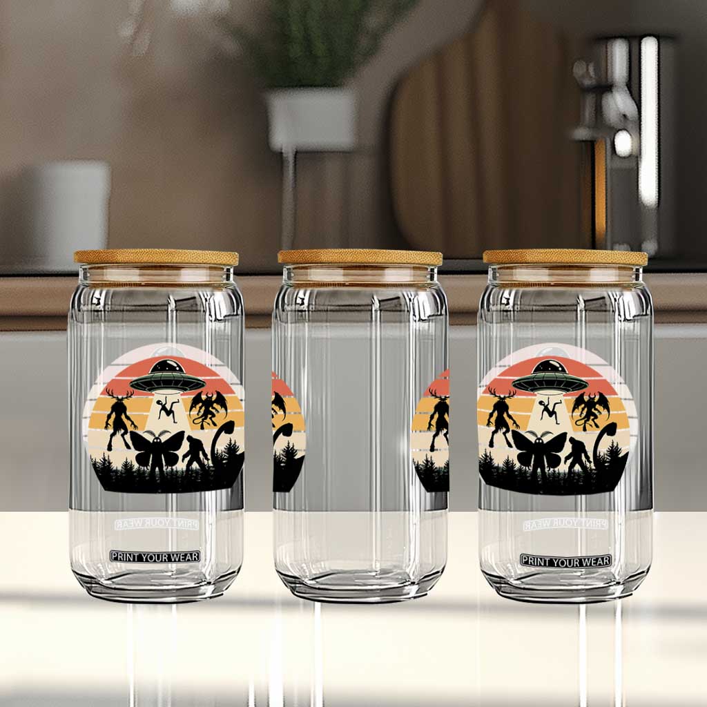 Retro Sunset Cryptid Squad Glass Can Cryptid Lover Gift TS12 Print Your Wear
