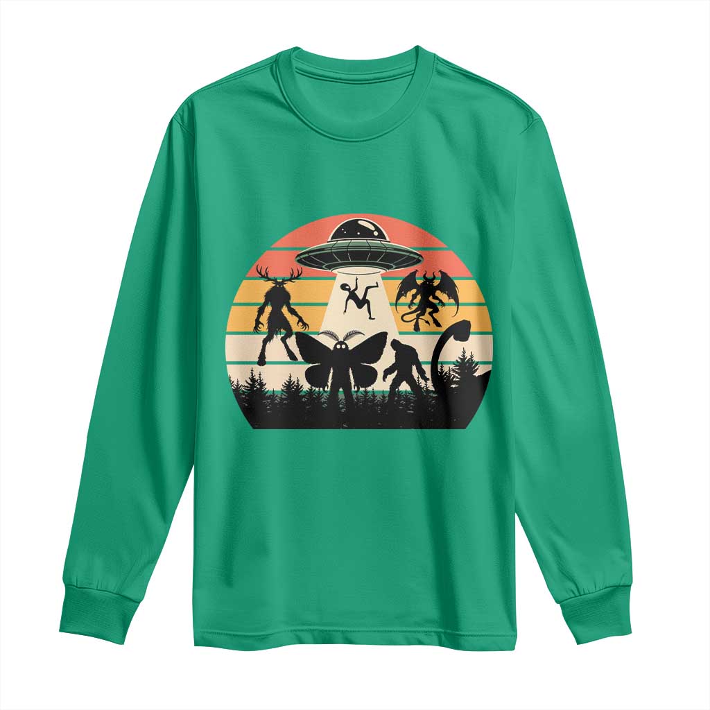 Retro Sunset Cryptid Squad Long Sleeve Shirt Cryptid Lover Gift TS12 Irish Green Print Your Wear