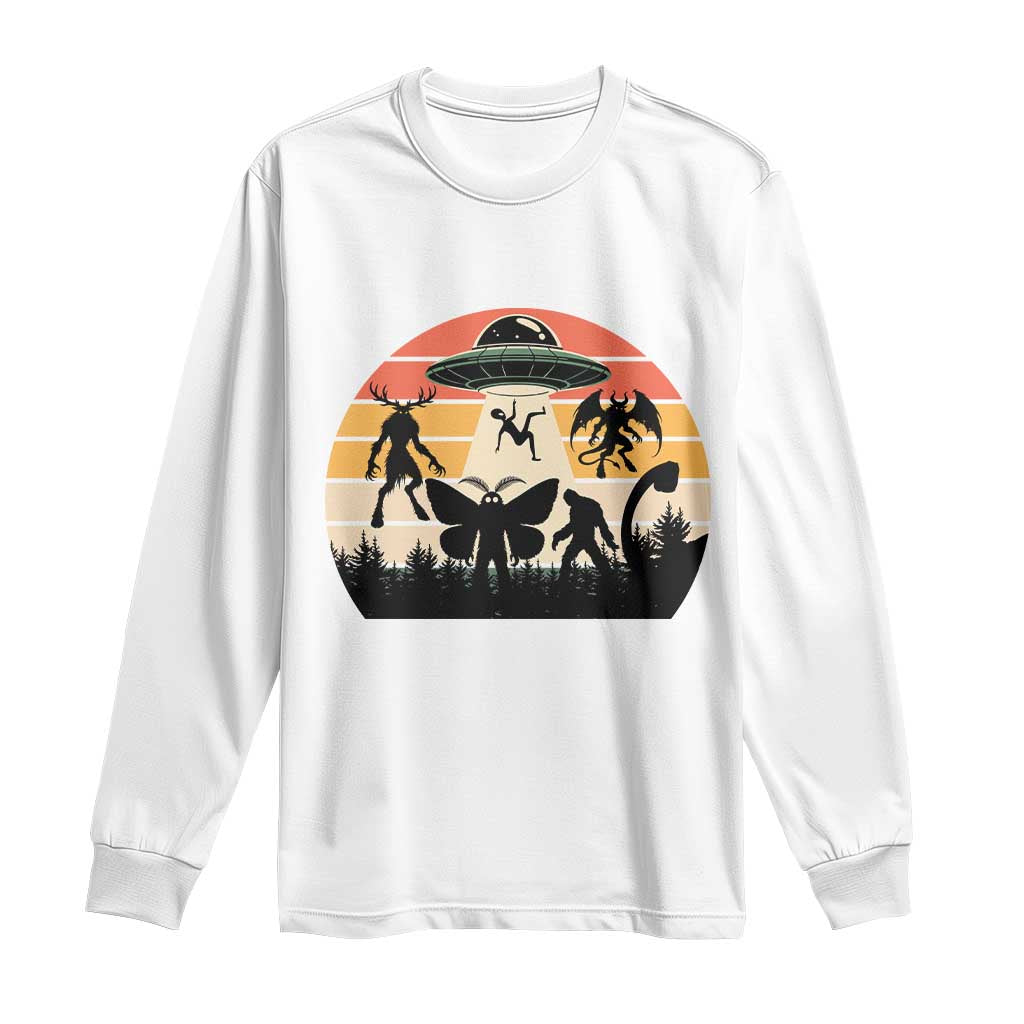 Retro Sunset Cryptid Squad Long Sleeve Shirt Cryptid Lover Gift TS12 White Print Your Wear