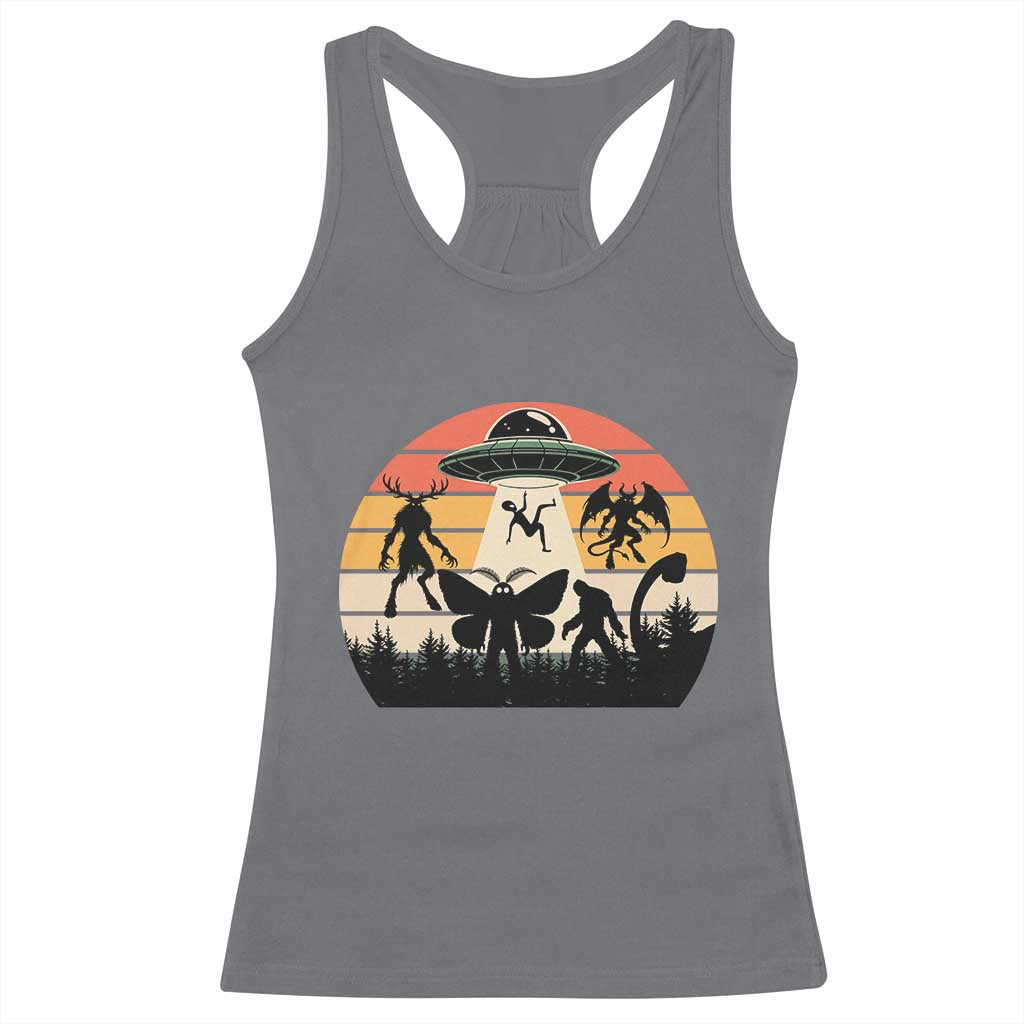 Retro Sunset Cryptid Squad Racerback Tank Top Cryptid Lover Gift TS12 Charcoal Print Your Wear