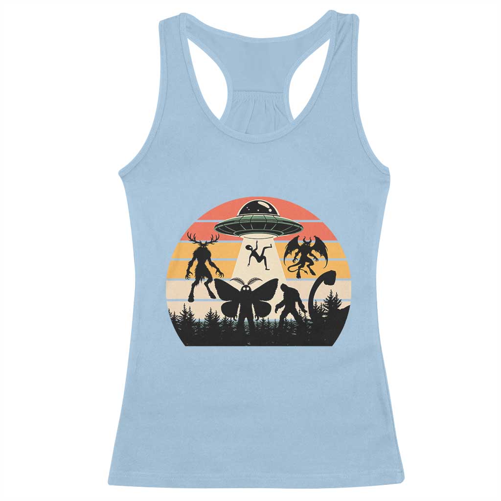 Retro Sunset Cryptid Squad Racerback Tank Top Cryptid Lover Gift TS12 Light Blue Print Your Wear