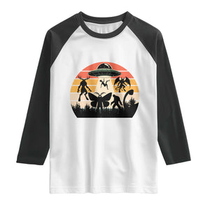 Retro Sunset Cryptid Squad Raglan Shirt Cryptid Lover Gift TS12 White Black Print Your Wear