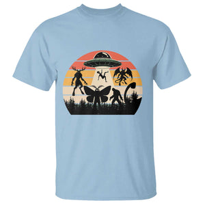 Retro Sunset Cryptid Squad T Shirt Cryptid Lover Gift TS12 Light Blue Print Your Wear