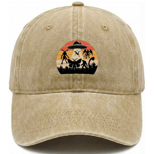 Retro Sunset Cryptid Squad Washed Cotton Baseball Cap Cryptid Lover Gift TS12 Print Your Wear