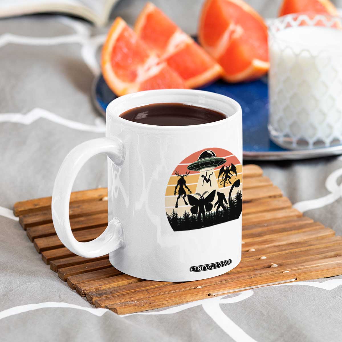 Retro Sunset Cryptid Squad Coffee Mug Cryptid Lover Gift TS12 Print Your Wear