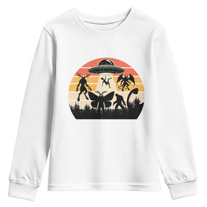 Retro Sunset Cryptid Squad Youth Sweatshirt Cryptid Lover Gift TS12 White Print Your Wear