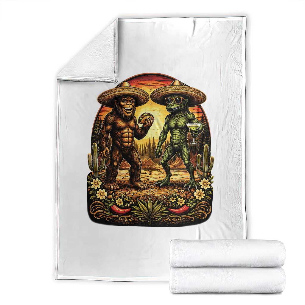 Funny Bigfoot Chupacabra Cinco De Mayo Throw Blanket Cryptid Lover Gift TS12 White Print Your Wear