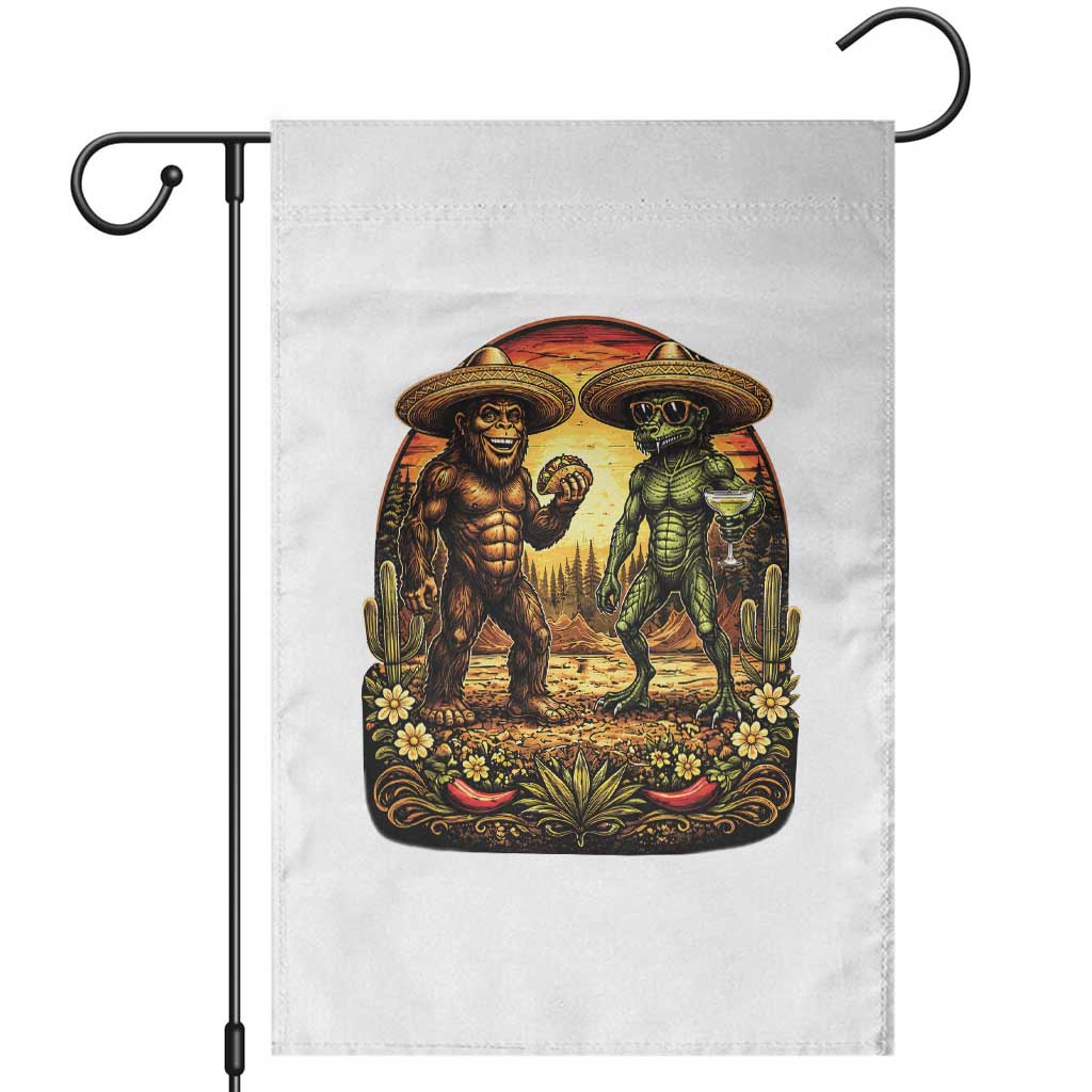 Funny Bigfoot Chupacabra Cinco De Mayo Garden Flag Cryptid Lover Gift TS12 White Print Your Wear