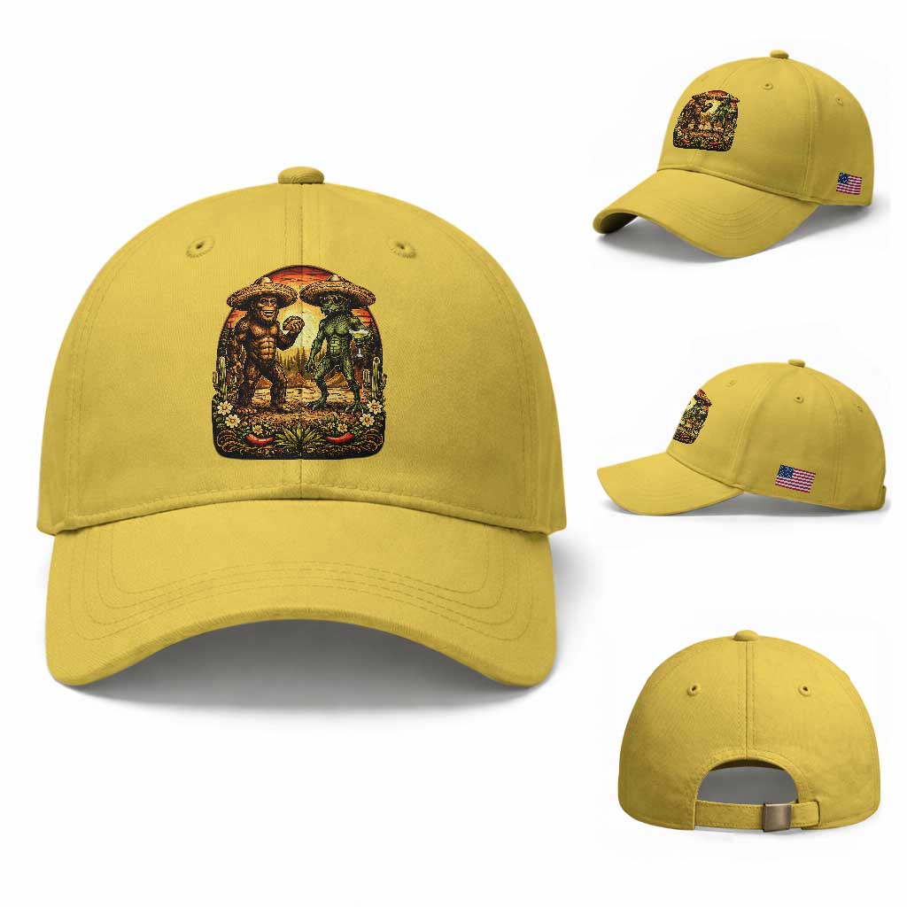 Funny Bigfoot Chupacabra Cinco De Mayo Baseball Cap Cryptid Lover Gift TS12 Baseball Cap Universal Fit Yellow Print Your Wear