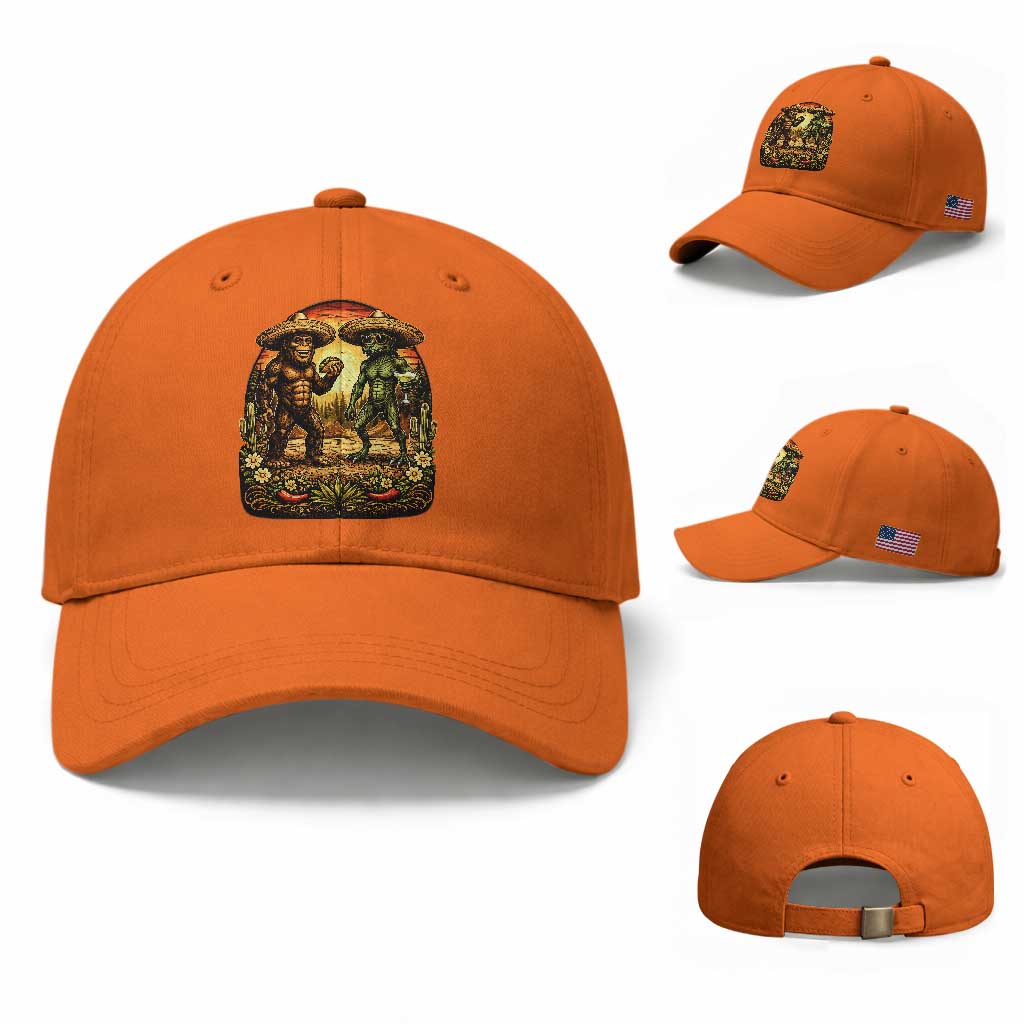 Funny Bigfoot Chupacabra Cinco De Mayo Baseball Cap Cryptid Lover Gift TS12 Baseball Cap Universal Fit Orange Print Your Wear