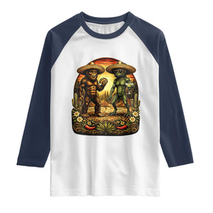 Funny Bigfoot Chupacabra Cinco De Mayo Raglan Shirt Cryptid Lover Gift TS12 White Navy Print Your Wear