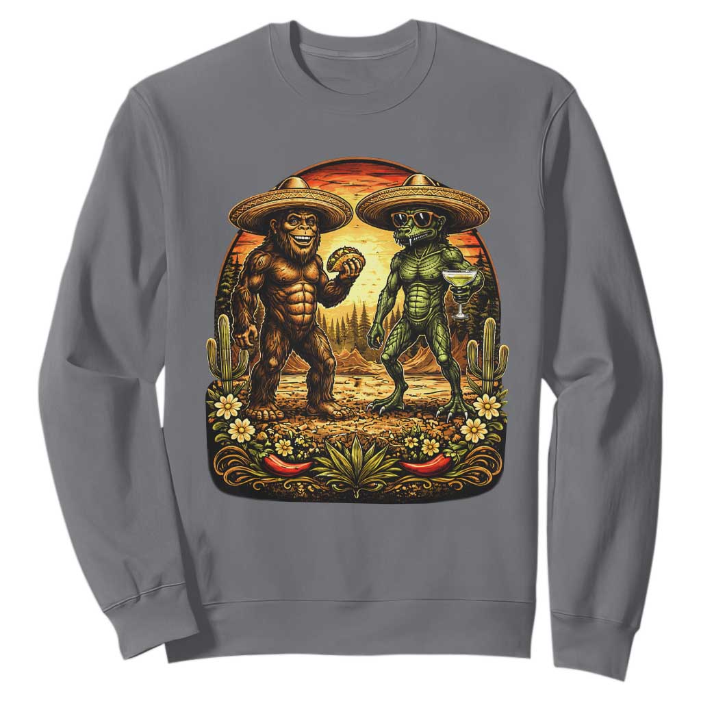 Funny Bigfoot Chupacabra Cinco De Mayo Sweatshirt Cryptid Lover Gift TS12 Charcoal Print Your Wear