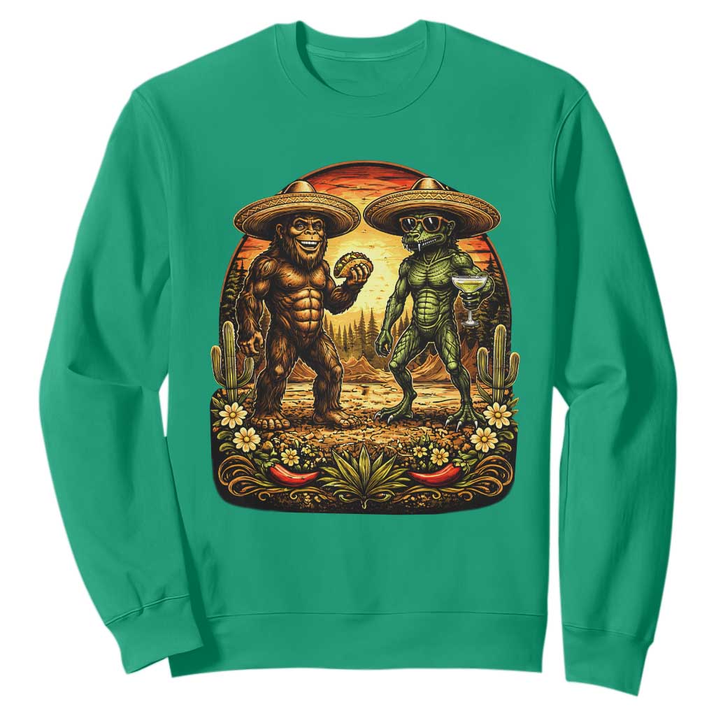 Funny Bigfoot Chupacabra Cinco De Mayo Sweatshirt Cryptid Lover Gift TS12 Irish Green Print Your Wear