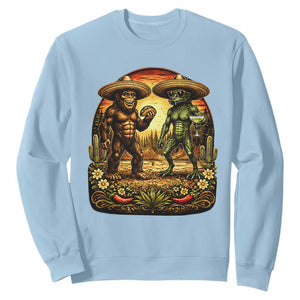Funny Bigfoot Chupacabra Cinco De Mayo Sweatshirt Cryptid Lover Gift TS12 Light Blue Print Your Wear