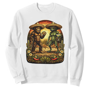 Funny Bigfoot Chupacabra Cinco De Mayo Sweatshirt Cryptid Lover Gift TS12 White Print Your Wear