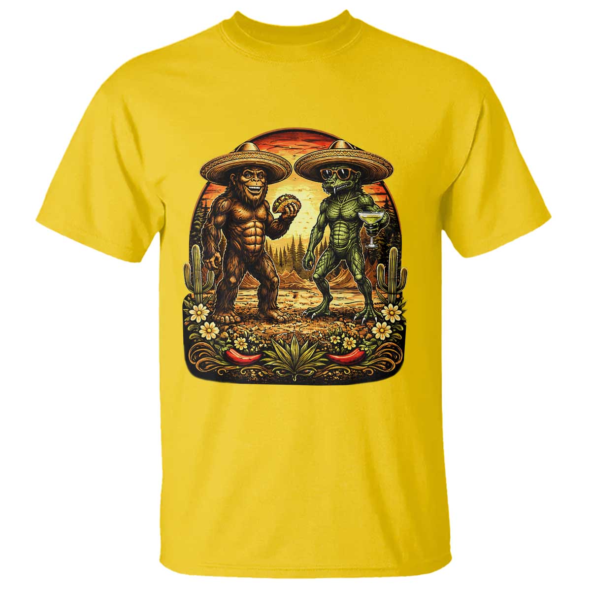 Funny Bigfoot Chupacabra Cinco De Mayo T Shirt Cryptid Lover Gift TS12 Daisy Print Your Wear