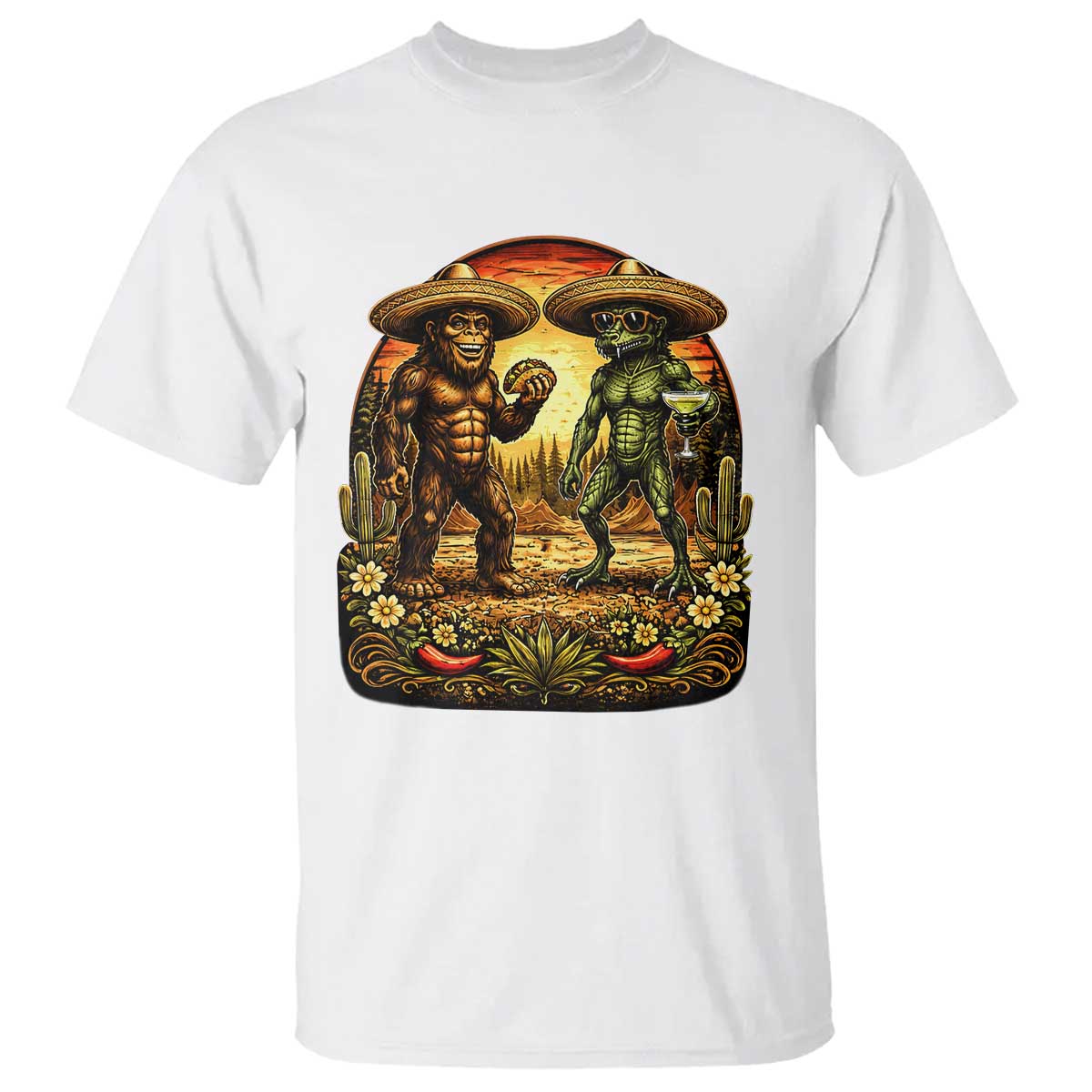 Funny Bigfoot Chupacabra Cinco De Mayo T Shirt Cryptid Lover Gift TS12 White Print Your Wear