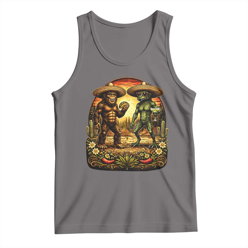Funny Bigfoot Chupacabra Cinco De Mayo Tank Top Cryptid Lover Gift TS12 Deep Heather Print Your Wear