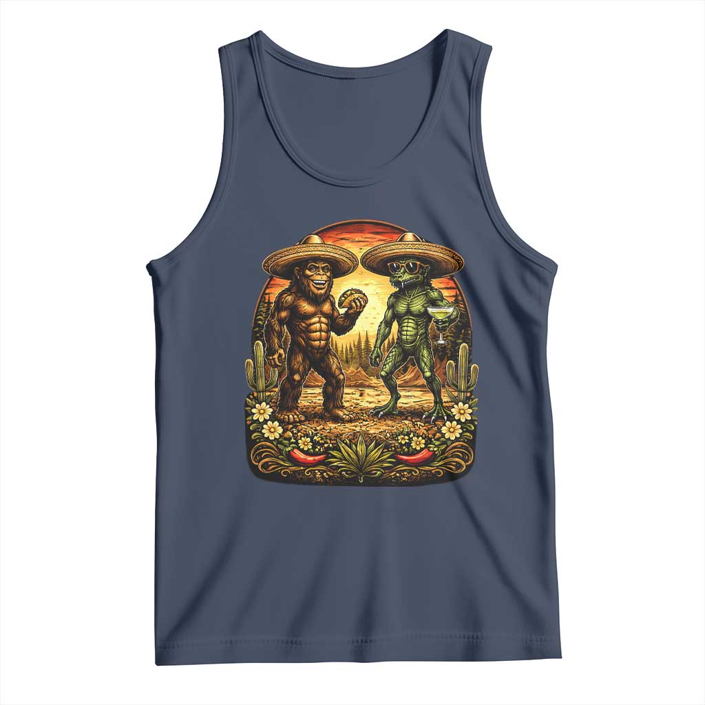 Funny Bigfoot Chupacabra Cinco De Mayo Tank Top Cryptid Lover Gift TS12 Navy Print Your Wear