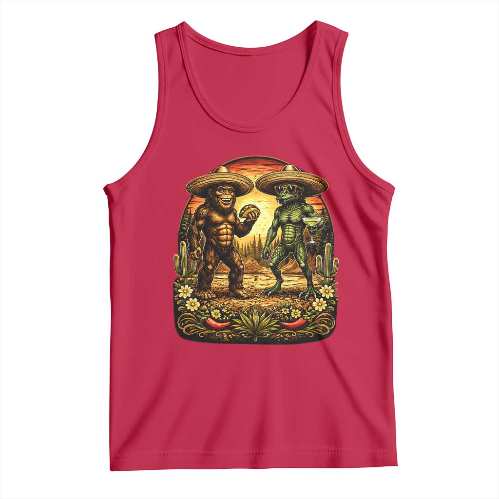 Funny Bigfoot Chupacabra Cinco De Mayo Tank Top Cryptid Lover Gift TS12 Red Print Your Wear