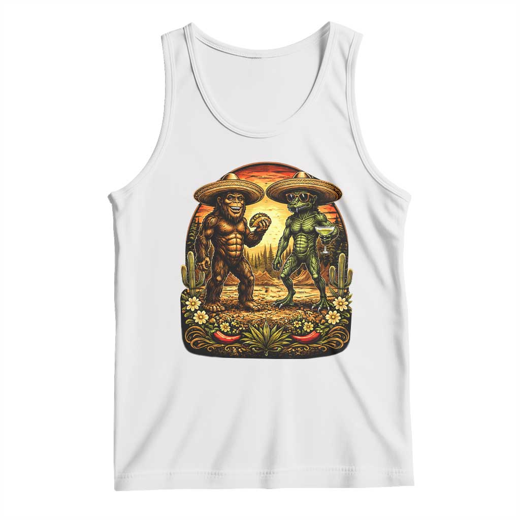 Funny Bigfoot Chupacabra Cinco De Mayo Tank Top Cryptid Lover Gift TS12 White Print Your Wear