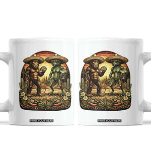 Funny Bigfoot Chupacabra Cinco De Mayo Coffee Mug Cryptid Lover Gift TS12 White Print Your Wear