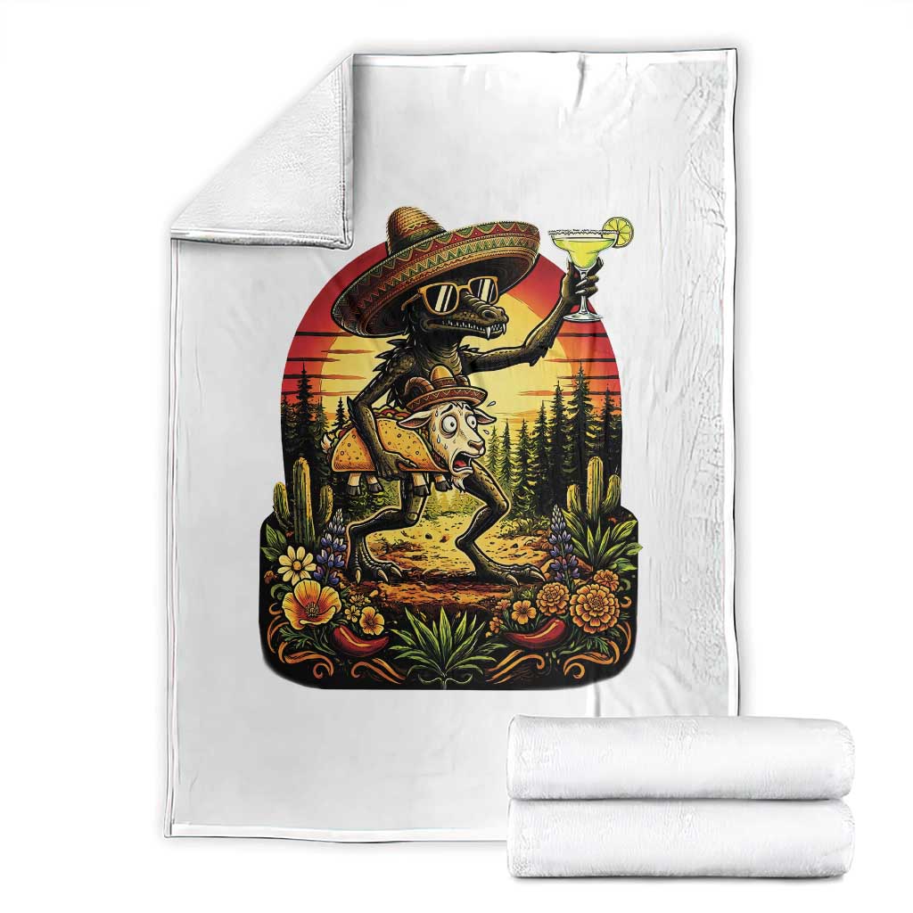 Funny Chupacabra Goat Taco Lover Throw Blanket Cinco De Mayo Party Gift TS12 White Print Your Wear