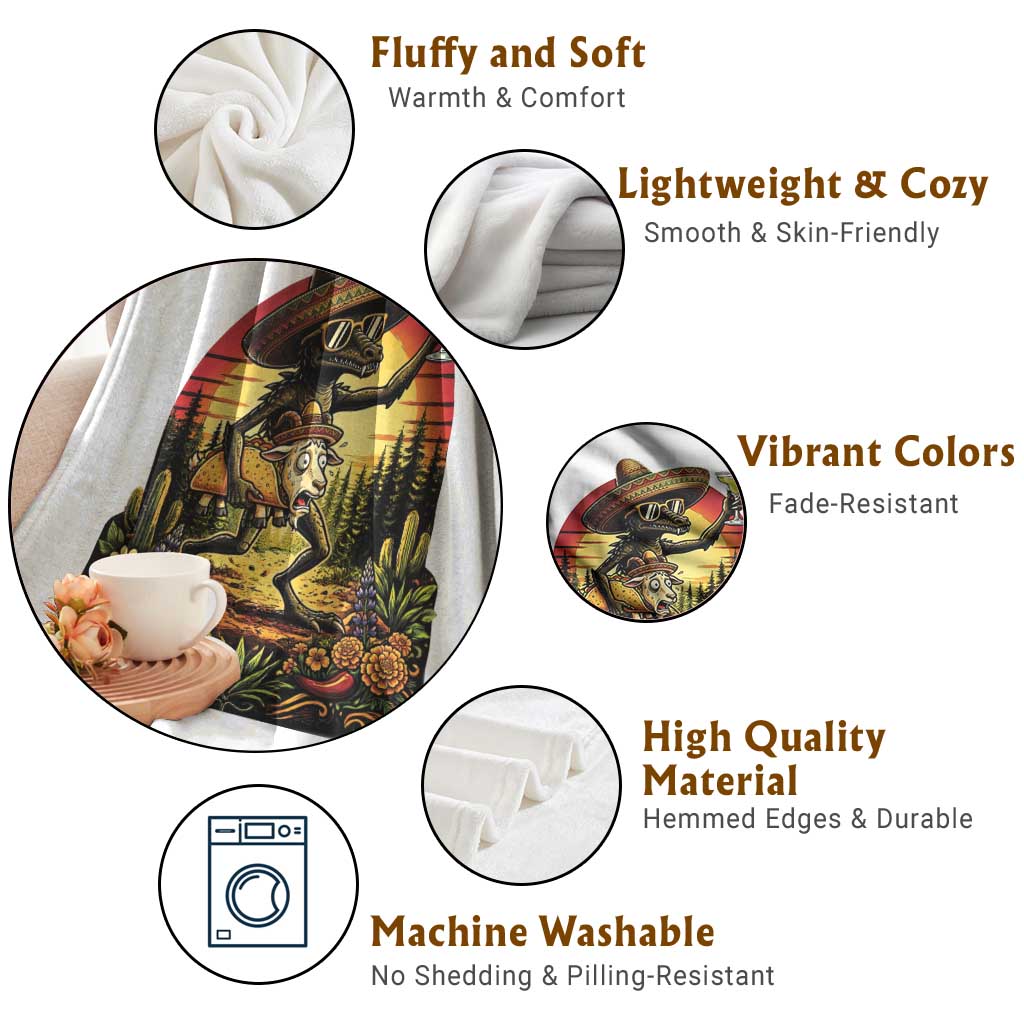 Funny Chupacabra Goat Taco Lover Throw Blanket Cinco De Mayo Party Gift TS12 Print Your Wear
