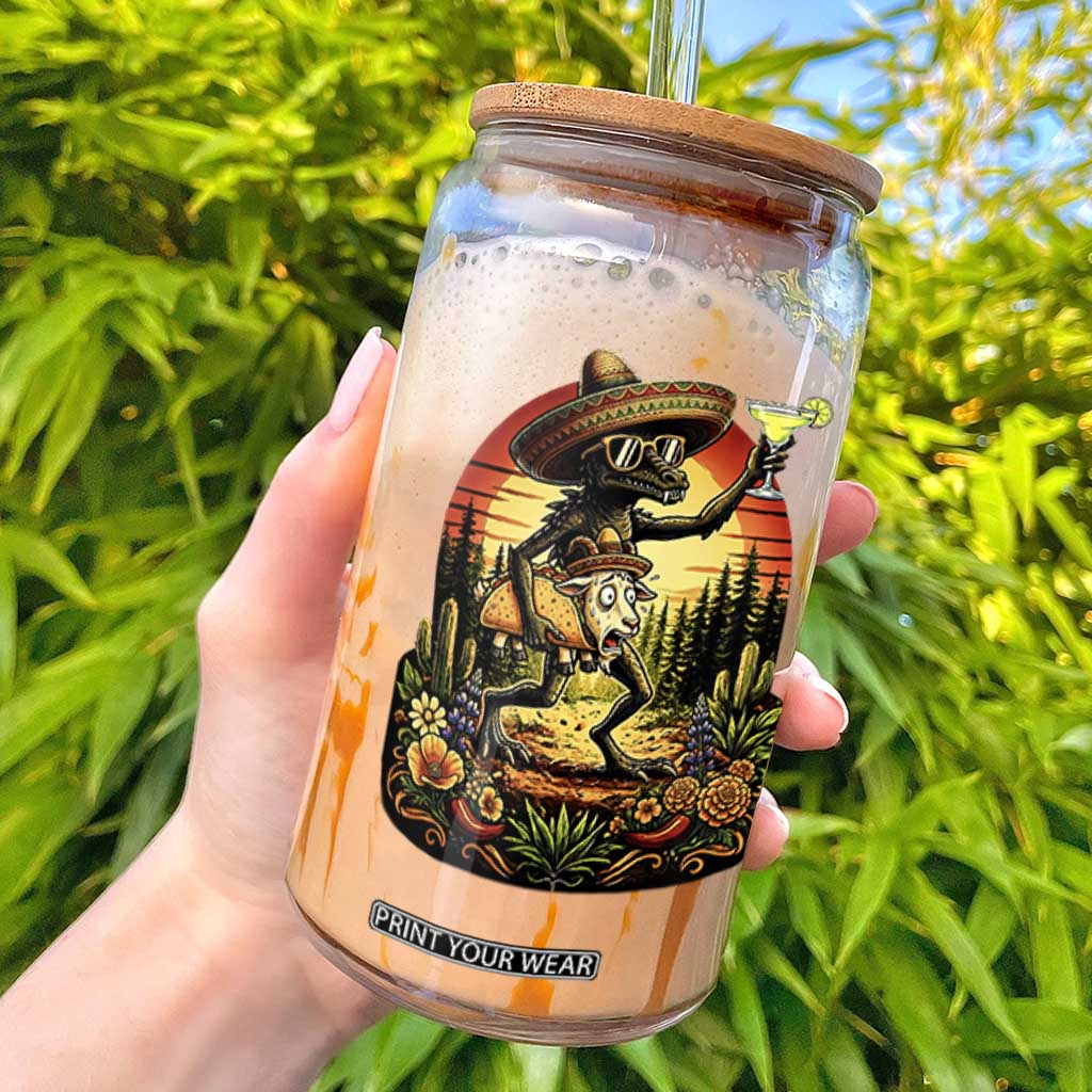 Funny Chupacabra Goat Taco Lover Glass Can Cinco De Mayo Party Gift TS12 White Print Your Wear