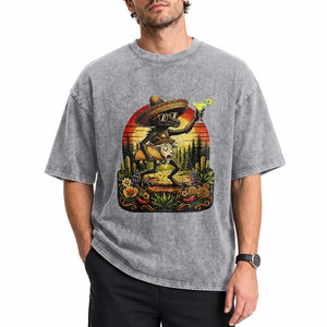 Funny Chupacabra Goat Taco Lover Washed Cotton T-Shirt Cinco De Mayo Party Gift