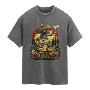 Funny Chupacabra Goat Taco Lover Washed Cotton T-Shirt Cinco De Mayo Party Gift