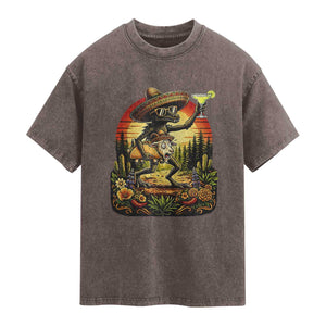 Funny Chupacabra Goat Taco Lover Washed Cotton T-Shirt Cinco De Mayo Party Gift