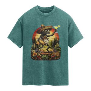 Funny Chupacabra Goat Taco Lover Washed Cotton T-Shirt Cinco De Mayo Party Gift