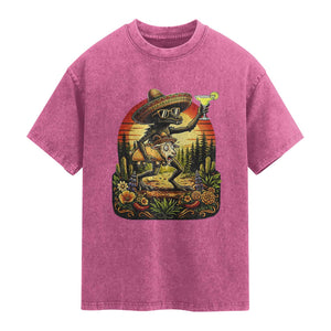 Funny Chupacabra Goat Taco Lover Washed Cotton T-Shirt Cinco De Mayo Party Gift