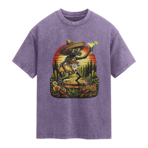 Funny Chupacabra Goat Taco Lover Washed Cotton T-Shirt Cinco De Mayo Party Gift