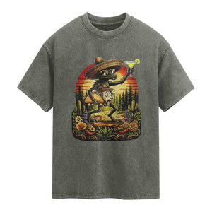 Funny Chupacabra Goat Taco Lover Washed Cotton T-Shirt Cinco De Mayo Party Gift