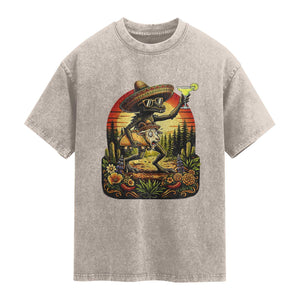 Funny Chupacabra Goat Taco Lover Washed Cotton T-Shirt Cinco De Mayo Party Gift