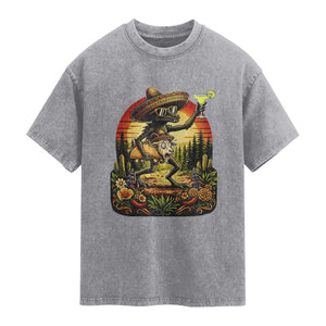 Funny Chupacabra Goat Taco Lover Washed Cotton T-Shirt Cinco De Mayo Party Gift