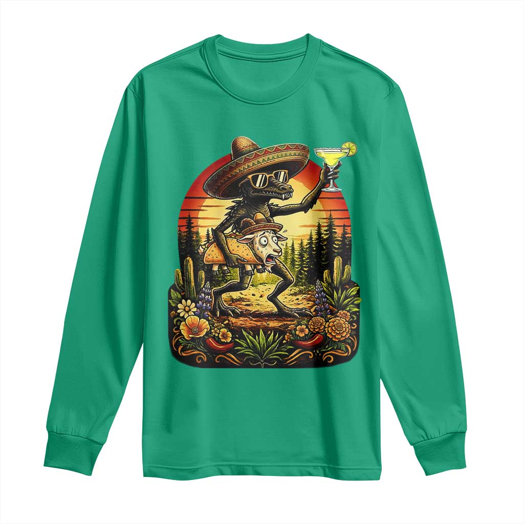 Funny Chupacabra Goat Taco Lover Long Sleeve Shirt Cinco De Mayo Party Gift TS12 Irish Green Print Your Wear
