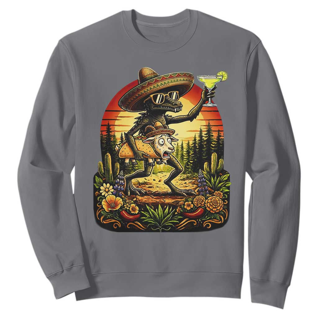Funny Chupacabra Goat Taco Lover Sweatshirt Cinco De Mayo Party Gift TS12 Charcoal Print Your Wear