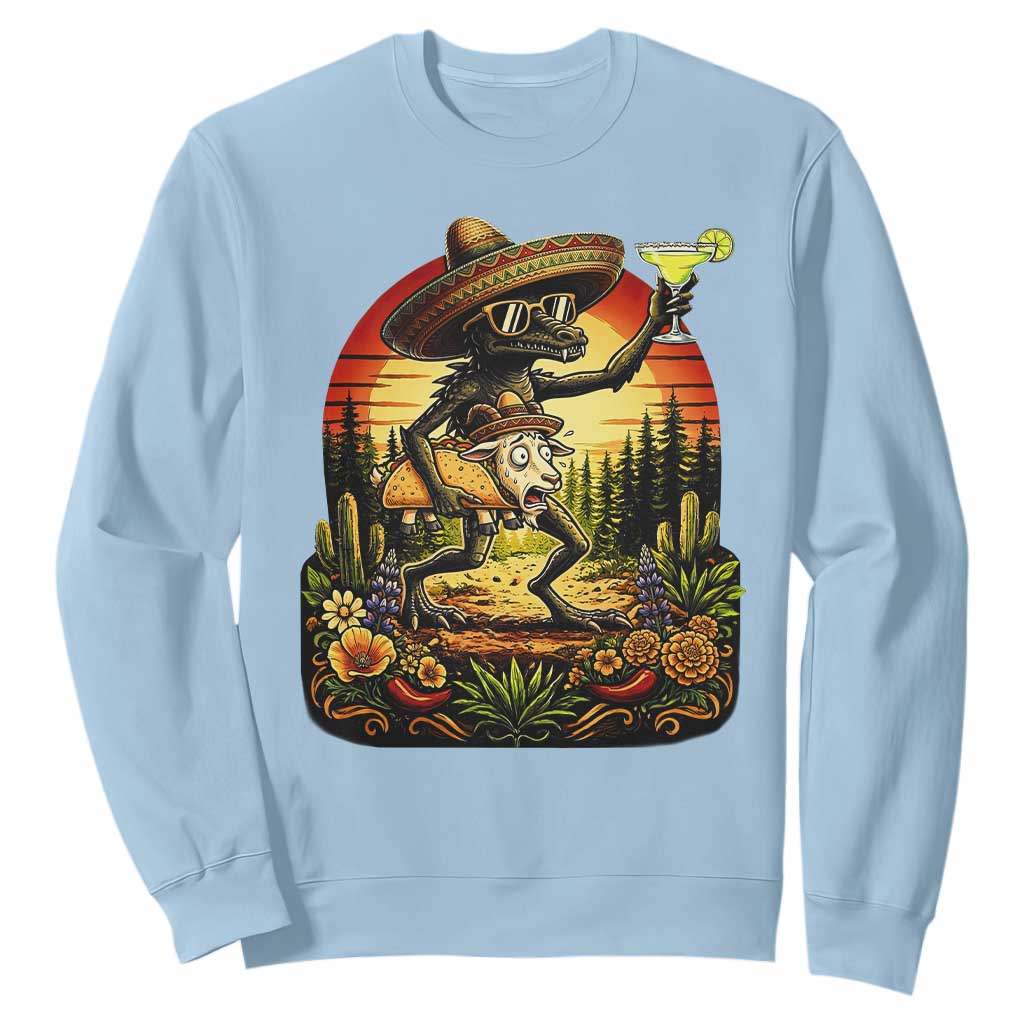 Funny Chupacabra Goat Taco Lover Sweatshirt Cinco De Mayo Party Gift TS12 Light Blue Print Your Wear