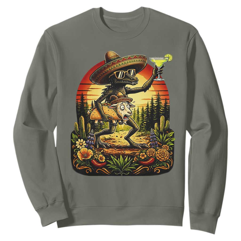 Funny Chupacabra Goat Taco Lover Sweatshirt Cinco De Mayo Party Gift TS12 Military Green Print Your Wear
